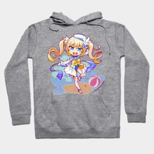 Anime Genshin impact Barbara chibi fanart in summer clothing Hoodie